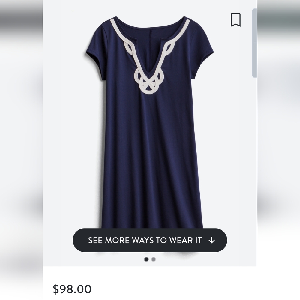 Lilly Pulitzer Navy Dress with White Applique, XL, NWT